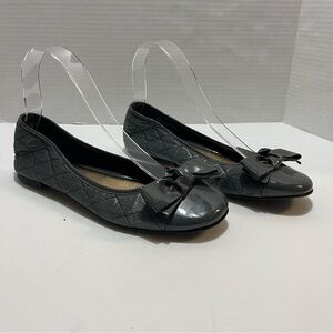 Michelle D Quilted Gray Flats with Bow